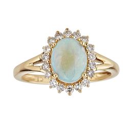 0.92 ctw Opal and Diamond Ring - 14KT Yellow Gold