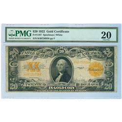 1922 PMG VF 20 $20 Gold Certificate