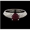 Image 2 : 1.37 ctw Ruby and Diamond Ring - 18KT White Gold