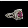 Image 1 : 2.00 ctw Pink Tourmaline and Diamond Ring - 14KT White Gold