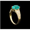 Image 4 : 3.71 ctw Apatite and Diamond Ring - 14KT Yellow Gold