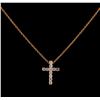 Image 1 : 0.30 ctw Diamond Cross Pendant With Chain - 14KT Rose Gold