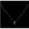 Image 2 : 0.30 ctw Diamond Cross Pendant With Chain - 14KT Rose Gold