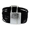 Image 3 : Multi Strand Cord Medallion Bracelet - Rhodium Plated