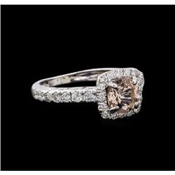 0.77 ctw Morganite and Diamond Ring - 14KT White Gold