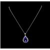 Image 2 : GIA Cert 17.75 ctw Tanzanite and Diamond Pendant With Chain - 14KT White Gold