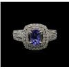 Image 1 : 0.82 ctw Tanzanite and Diamond Ring - 14KT White Gold