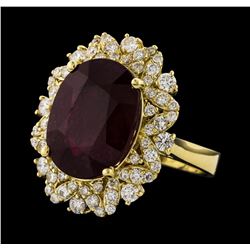 11.11 ctw Ruby and Diamond Ring - 14KT Yellow Gold