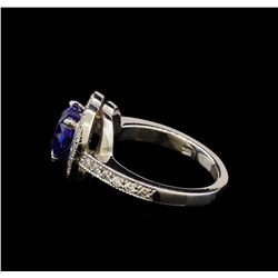 3.03 ctw Sapphire and Diamond Ring - 14KT White Gold