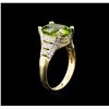 Image 3 : 4.24 ctw Peridot and Diamond Ring - 14KT Yellow Gold