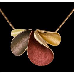 Petal Design Pendant Chain Necklace - Rose Gold Plated