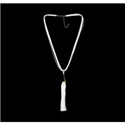 Silk Tassel Leather Necklace - Gold Plated