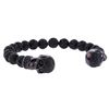 Image 1 : Cozmo Sterling Silver Black Crystal Skull Cuff Bracelet