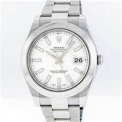 Rolex Stainless Steel White Index DateJust Men's Watch