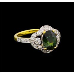 2.45 ctw Green Sapphire and Diamond Ring - 18KT Yellow Gold