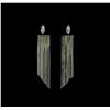 Image 1 : Dangle Crystal Teardrop Earrings - Rhodium Plated