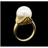 Image 4 : Pearl and Diamond Ring - 18KT Yellow Gold