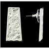 Image 2 : Rectangular Bar Earrings - Rhodium Plated