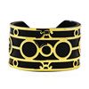 Image 1 : Triple Circle Design Cuff Bracelet - Metal and Leather