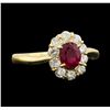 Image 1 : 0.77 ctw Ruby and Diamond Ring - 18KT Yellow Gold