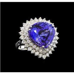 GIA Cert 19.04 ctw Tanzanite and Diamond Ring - 14KT White Gold