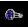 Image 1 : 5.26 ctw Tanzanite and Diamond Ring - 14KT White Gold