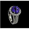 Image 4 : 5.26 ctw Tanzanite and Diamond Ring - 14KT White Gold