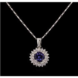 14KT White Gold 1.22 ctw Tanzanite and Diamond Pendant With Chain