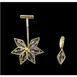 Snow Flake Crystal Earrings - Gold Plated