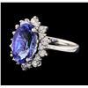 Image 1 : 4.06 ctw Tanzanite and Diamond Ring - 14KT White Gold