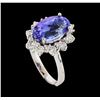 Image 4 : 4.06 ctw Tanzanite and Diamond Ring - 14KT White Gold