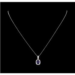 1.67 ctw Sapphire and Diamond Pendant With Chain - 14KT White Gold