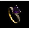 Image 4 : 2.06 ctw Amethyst and Diamond Ring - 14KT Yellow Gold