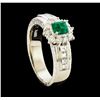 Image 4 : 0.38 ctw Emerald and Diamond Ring - Platinum