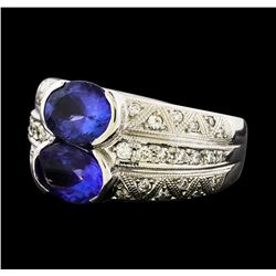 2.96 ctw Tanzanite and Diamond Ring - Platinum