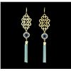 Image 1 : Filigree Chain Tassel Earrings - Gold Plated