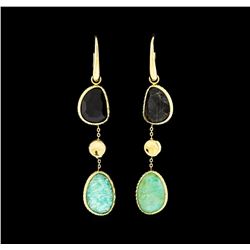 Multi-Color Stone Earrings - 14KT Yellow Gold