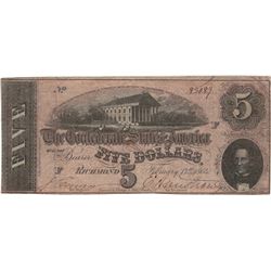 1864 $5 Confederate States of America Bank Note