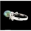 Image 3 : Pearl and Diamond Ring - 14KT White Gold