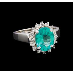 2.81 ctw Apatite and Diamond Ring - 14KT White Gold