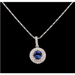 14KT White Gold 1.49 ctw Tanzanite and Diamond Pendant With Chain