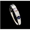 Image 4 : 0.50 ctw Sapphire, Opal and Diamond Ring - 14KT White Gold