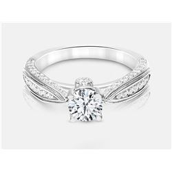 Cubic Zirconia and Diamond Ring - 14KT White Gold