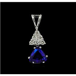 1.01 ctw Blue Sapphire and Diamond Pendant - 14KT White Gold