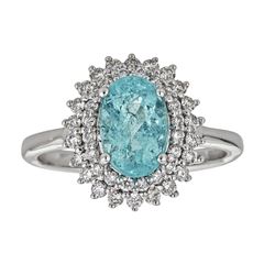 2.16 ctw Paraiba Tourmaline and Diamond Ring - 18KT White Gold