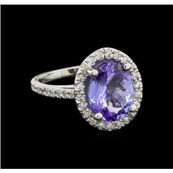 4.6 ctw Tanzanite and Diamond Ring - 14KT White Gold