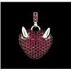 Image 1 : 4.91 ctw Ruby Heart Pendant - 18KT White Gold