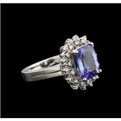 3.25 ctw Tanzanite and Diamond Ring - 14KT White Gold