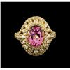 Image 2 : 14KT Yellow Gold 2.81 ctw Kunzite and Diamond Ring