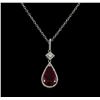 Image 1 : 6.47 ctw Ruby and Diamond Pendant With Chain - 14KT White Gold